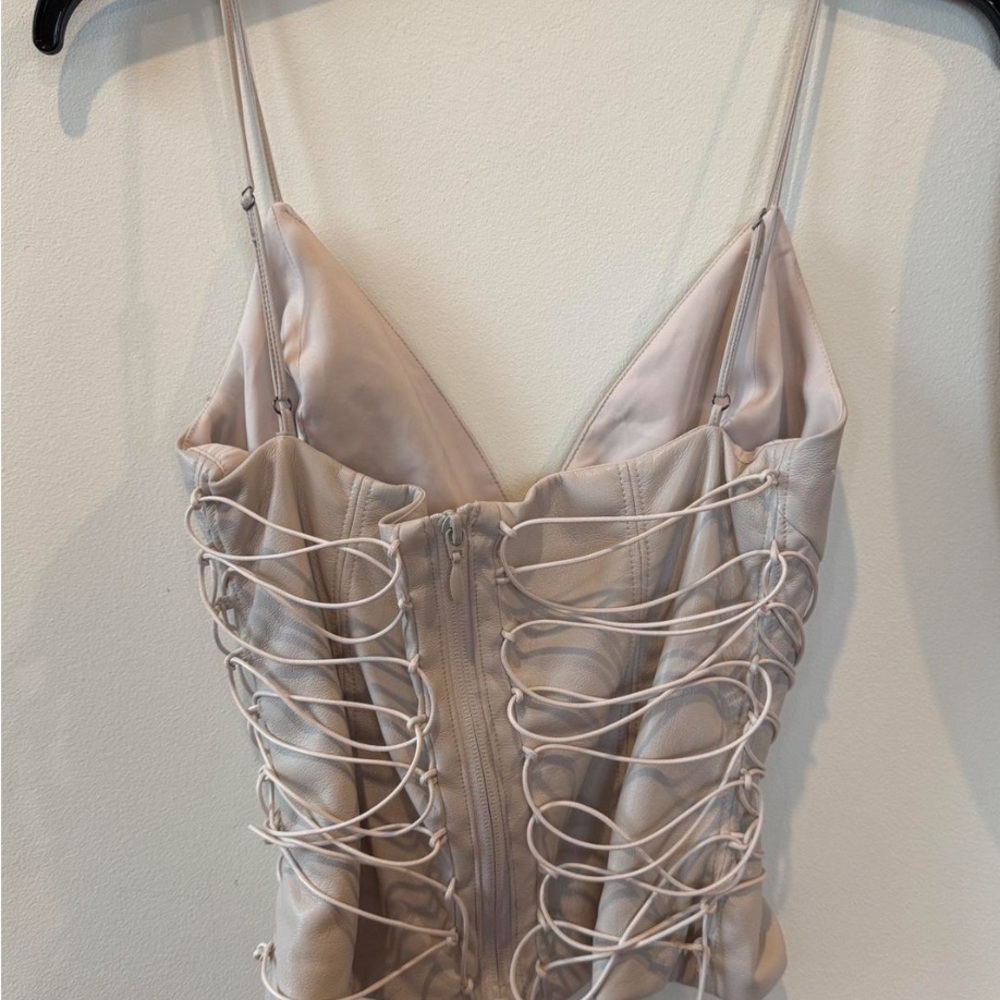 House of CB Satin Lace-Up Corset Cami in Light Champagne - Picture 3 of 3